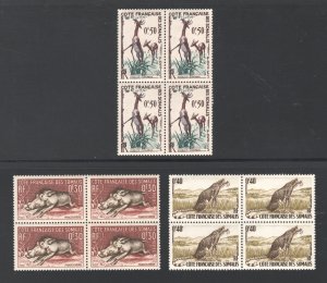 Somali Coast #271-273   Block of 4, VF, Mint NH, Animals, CV $10.00 .... 5760105