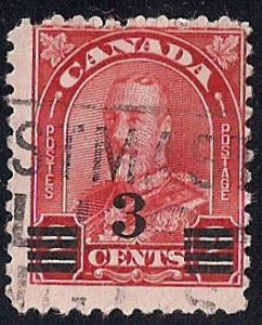 Canada #191 3 cent LOGO CANCEL King George 5 Stamp used AVG