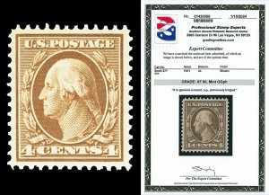 Scott 377 1911 4c Brown Washington Perf 12 Issue Mint Graded XF 90 LH PSE CERT