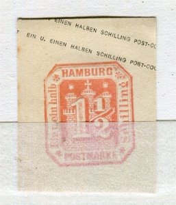 GERMANY; HAMBURG 1860s classic Imperf Postal Stationary PIECE