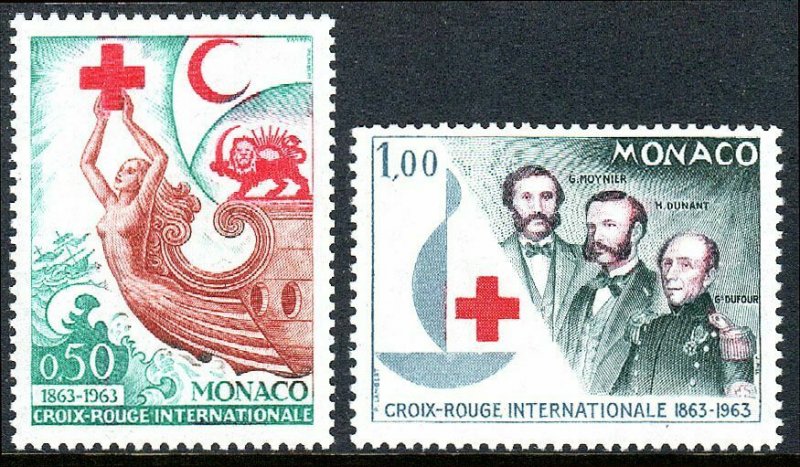 Monaco 536-537,MNH.Intl.Red Cross Cent.Red Cross,Red Cresent,Red Lion & Sun,1963