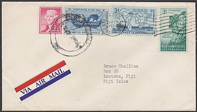 USA 1955 cover with nice franking to LAUTOKA, FIJI.........................M121