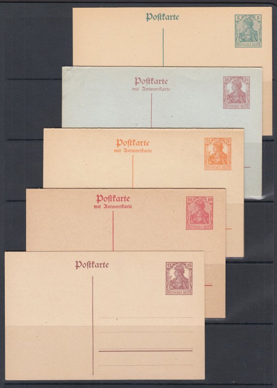 Germany Mi P106/P116I unused. 1916-19 Postal Cards with Germania indicia, 5 diff