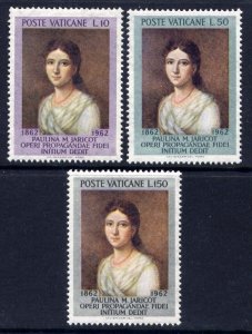 VATICAN Sc#338-40 1962 Paulina M Jaricot MNH