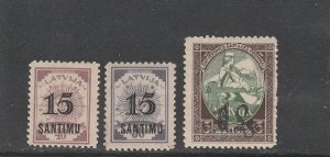 Latvia  Scott#  132-134  MH  (1927 Surcharged)