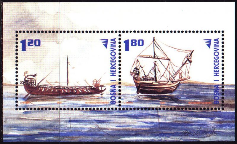 Bosnia and Herzegovina. 2002. bl17. Roman era sailing ships. MNH.