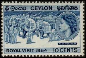 Ceylon 318 - Mint-NH - 10c Royal Visit (1954) (cv $1.00)