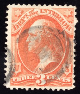 US Scott O17 Used 3c vermilion Interior Official Lot T860 bhmstamps