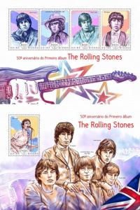 Rolling Stones Watts Jagger Richards Rock Music Guinea-Bissau MNH stamp set