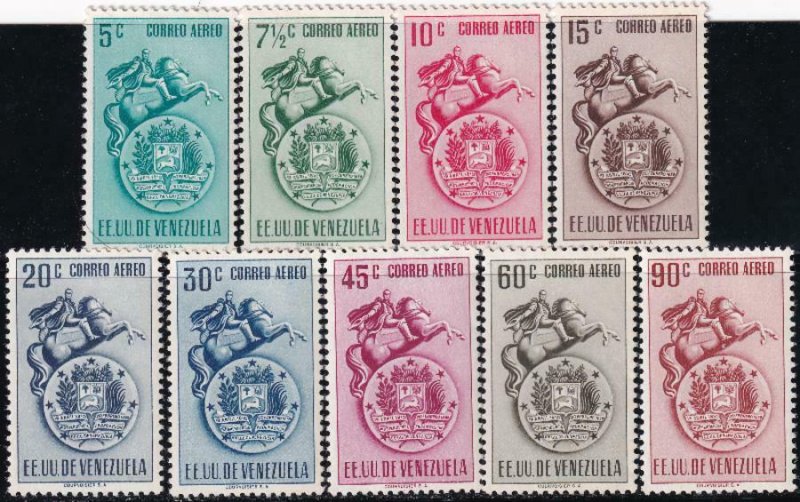 Venezuela 1951 SC C383-C391 MNH Set