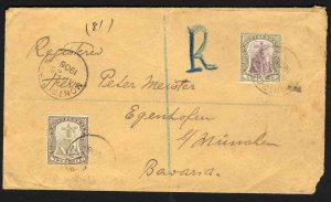 Montserrat, 1906 registered cover to Bavaria, franked with 2p and 6p, London ...