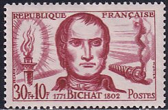 France 1959 Sc B334 Portrait M F X Bichat and Torch Semi-Postal Stamp MH