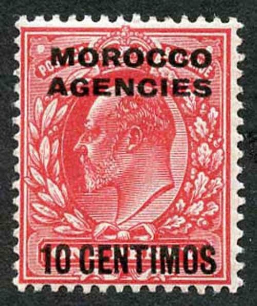 Morocco Agencies SG113 1907 10c on 1d Scarlet U/M