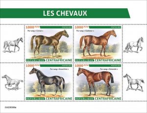 Central Africa - 2023 Thoroughbred Horses, Consul - 4 Stamp Sheet - CA230306