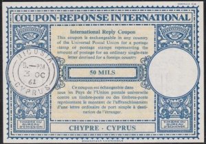 CYPRUS 1961 50m International Reply Coupon - issued at Nicosia.............B6092