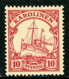 Caroline Islands 1901 Germany 10 pfg Yacht Ship Unwatermarked Scott #9 MNH F463