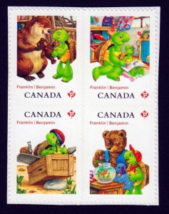 FRANKLIN THE TURTLE = Block of 4 stamps Cut from Booklet Canada 2012 #2545a MNH