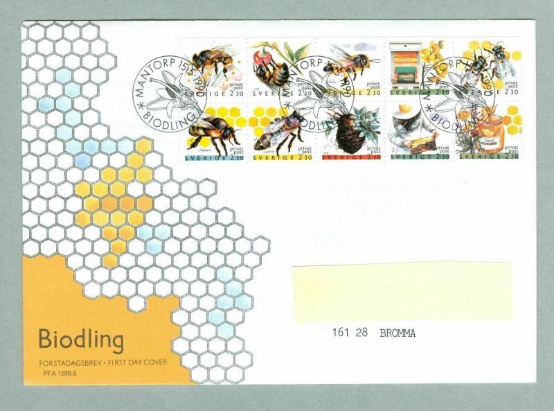 Sweden. FDC 1990 .Cachet Discount Stamps XII  Beekeeping. Addressed.