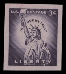 US Scott #1075a Imperf. 3c Liberty eGraded With Certificate eGrade Superb 98