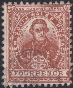 New South Wales 1888-89 used Sc 79a 4p Captain Cook Perf 12 x 11.5