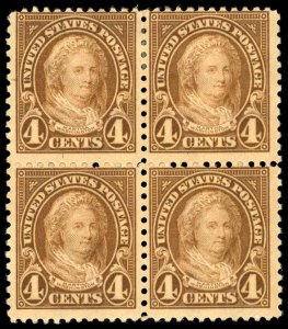 US Sc 636 MH/MNH BLOCK of 4 - 1927 4¢ - Martha Washington - See Description