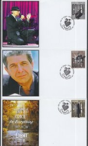 CANADA POST TRIBUTE to LEONARD COHEN - Set # 14 - Set of 3 First Day Covers