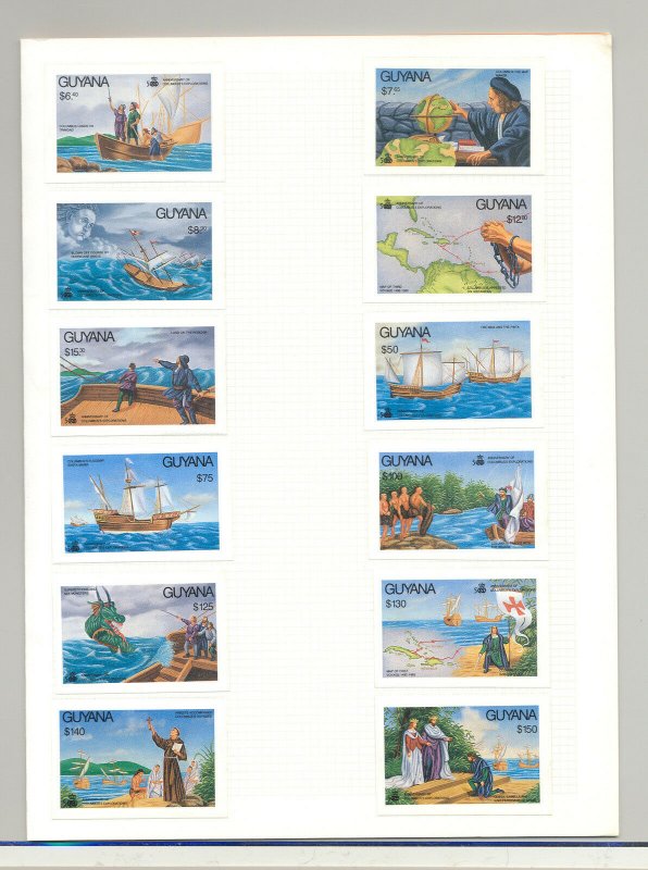 Guyana #2520-2531 Columbus, Ships, Maps 12v Imperf Proofs in Folder