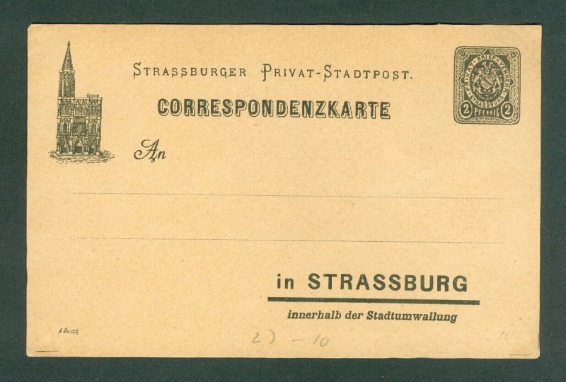 Strassburg.1886 Local, Private Post. Stationery Card  2Pf. Coats Of Arms. Unused