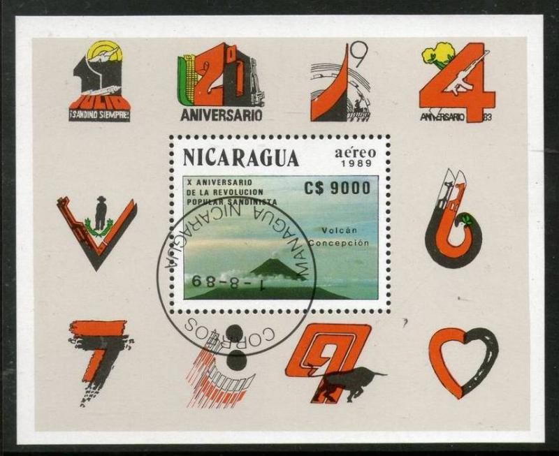 Nicargua 1989 Volcan Concepcion Popular Sandinists Sc C1171 M/s Cancelled +12524