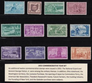 U S 1953 Commemorative Year Set (12 stamps) Mint Never Hinged