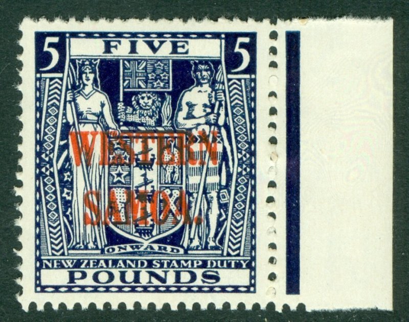 SG 214 Western Samoa 1945-53. £5 indigo-blue. A fine fresh unmounted mint...