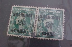 US CHINA  STAMP  #42 PAIR  USED cat.$140.00