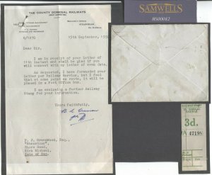 GB NORTHERN IRELAND LETTER County Donegal Railways samwells-covers] 1959 MS82