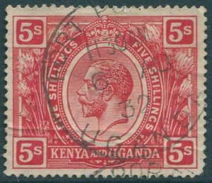 Kenya Uganda and Tanganyika 1922 SG92 5s carmine-red KGV FU (amd)