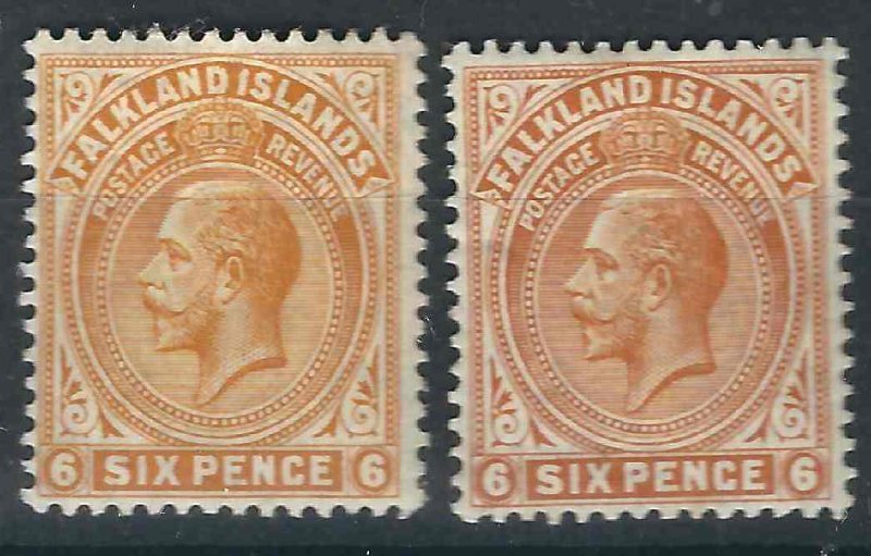 Falkland Is 34-34a SG 64, 64b MLH VF 1912-19 SCV $33.50