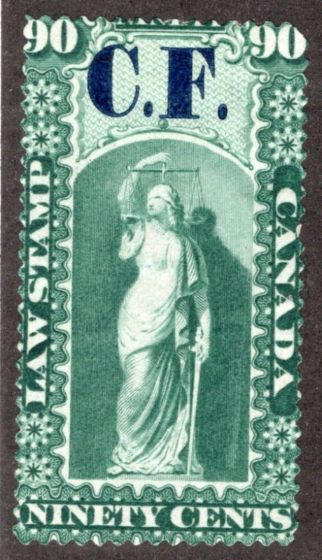 van Dam OL10c, 90c, green, p&s, MVLHOG, Ontario, Canada Law Stamp,