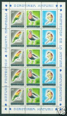 Romania Scott 2399-2401 MNH** 1973 Bird sheet CV $7