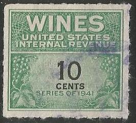 U.S. Scott #RE123 Wine Revenue Stamp - Used Single