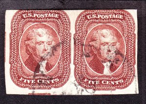 US 12 5c Jefferson Used Pair F-VF SCV $1650