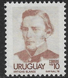 URUGUAY 1976-79 10p Brown ARTIGAS Issue Sc 963 MNH