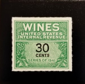 1942 30c U.S. Internal Revenue, Cordial & Wine, Green Scott RE133 Mint NH