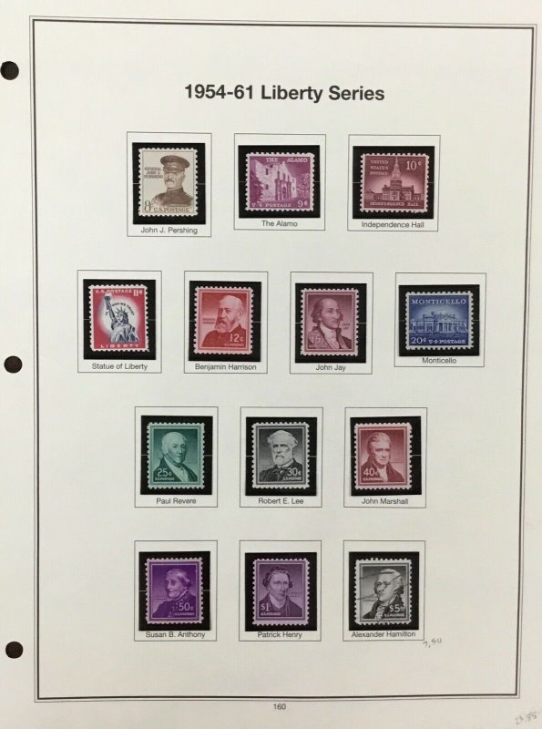 1954-1965 Liberty Series   MNH set with the coil line pairs   High value is MNH