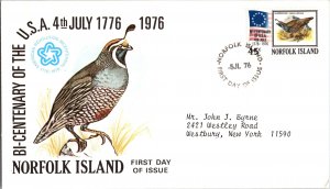 Norfolk Islands, Worldwide First Day Cover, Birds, Americana