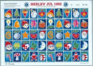 Denmark. Christmas Sheet Mnh 1992. Lions Club. Local Herlev. # 1404 Santa,Moon.