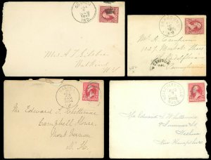 1890-1894, LOT/6 Covers, SC #219D, #220, 2 C/Cs, Wellesley Hills MA, Cincy PO!