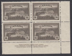 Canada #270 Mint Plate Block, Plate No. 1 LR