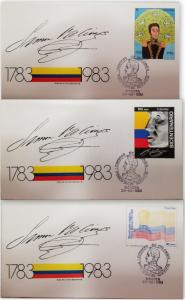 L) 1983 COLOMBIA, BICENTENARY OF THE BIRTH OF SIMON BOLIVAR, 1783 - 1983, FLAG