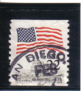 2115 - .22 Flag over Capitol coil pnc1 pl# 15 used f.