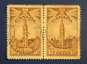 Canada Scott #257 Used Pair Parliment Building 1947 VF