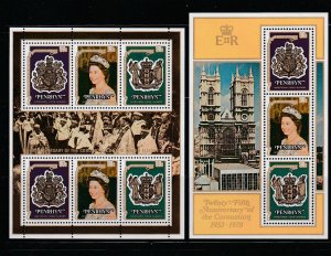 Penrhyn Island 104, 104d Set MNH Queen Elizabeth 25th Anniversary Coronation